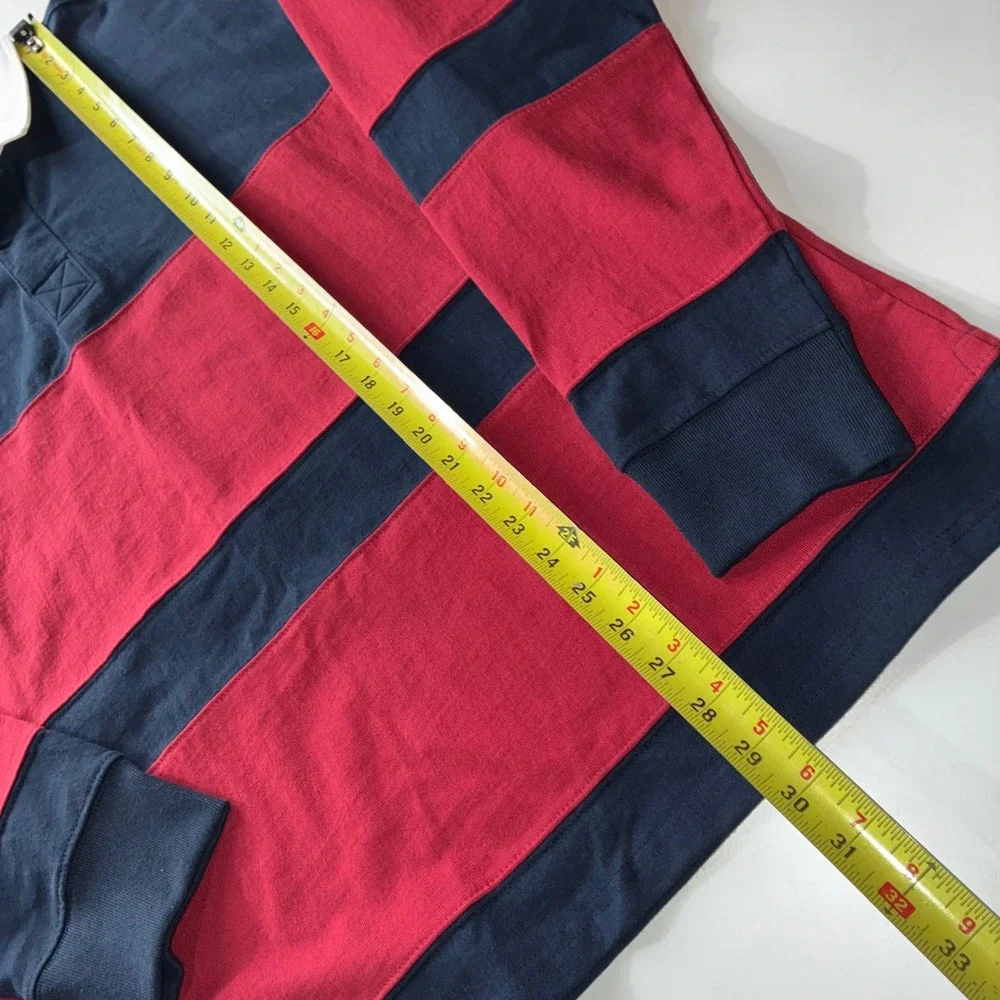 NWT Old Navy Rugby Shirt Mens L Navy Red Stripe Long Sleeve Cotton Preppy